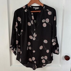 Daniel Rainn Black and Pink Floral Blouse